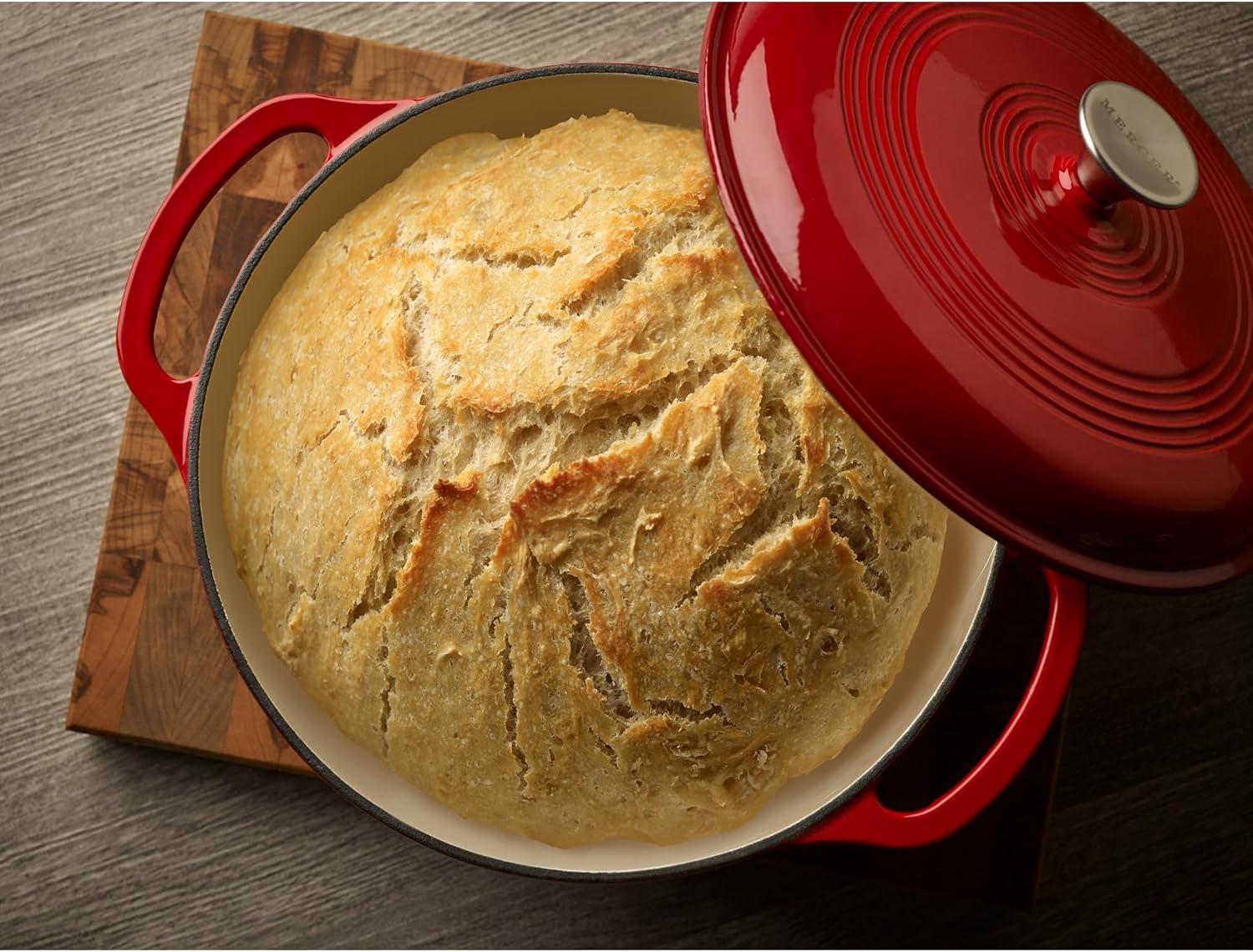 Red Enameled Cast Iron 6-Quart Round Dutch Oven with Lid