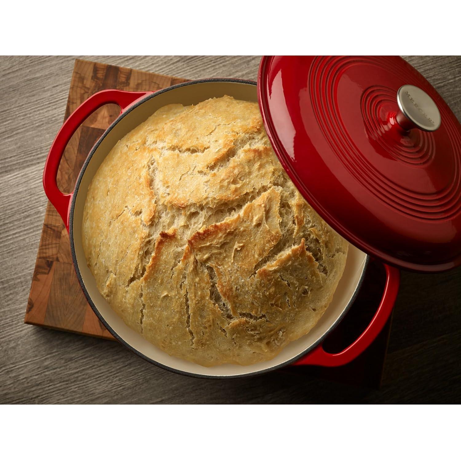 Red Enameled Cast Iron 6-Quart Round Dutch Oven with Lid