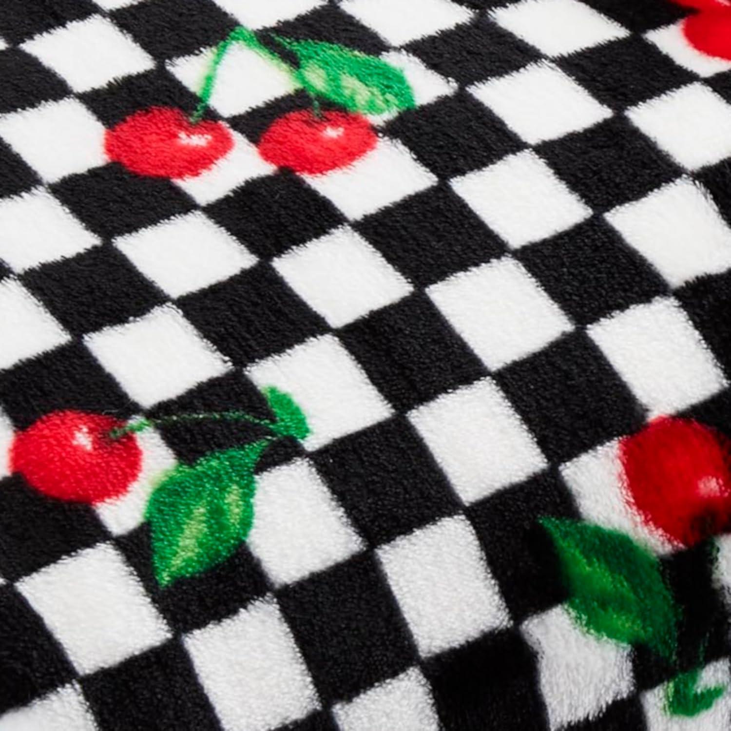 50"x70" Oversized Cherry Checker Throw Blanket Bright Red - Betseyville: Cozy Fleece, Machine Washable