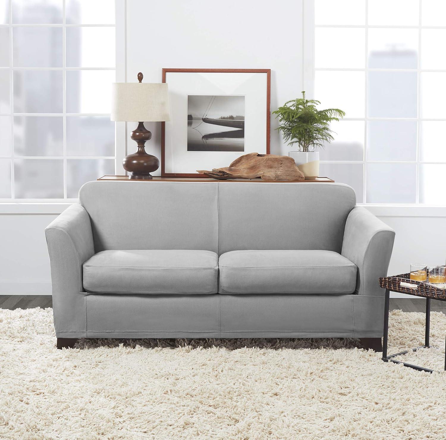 3pc Ultimate Stretch Leather Loveseat Slipcovers - Sure Fit