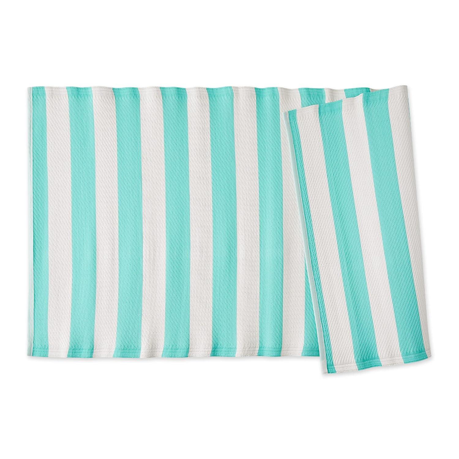 DII Outdoor Rug Collection Reversible Woven Polypropylene Mat, 3x6-Feet, Aqua & White