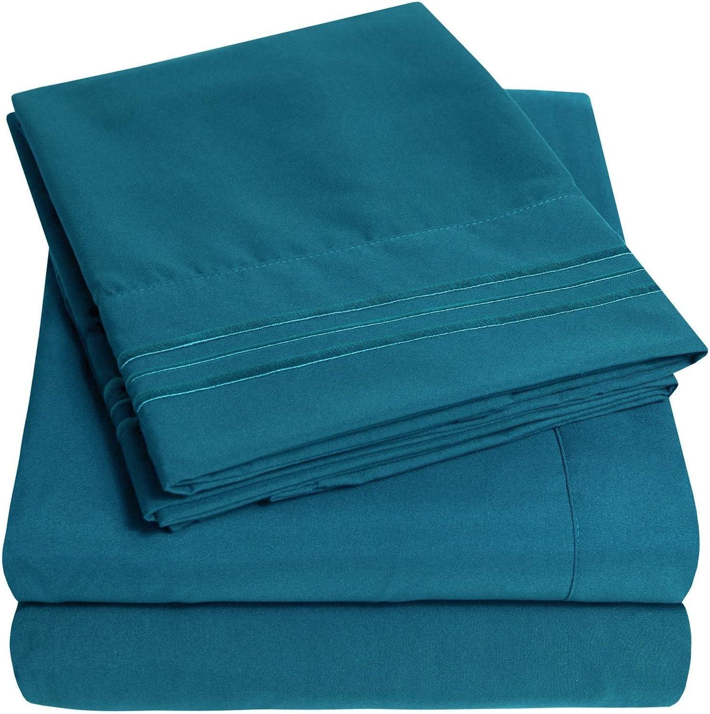4 Piece Sheet Set, Ultra Soft 1800 Series Collection - Full, Teal