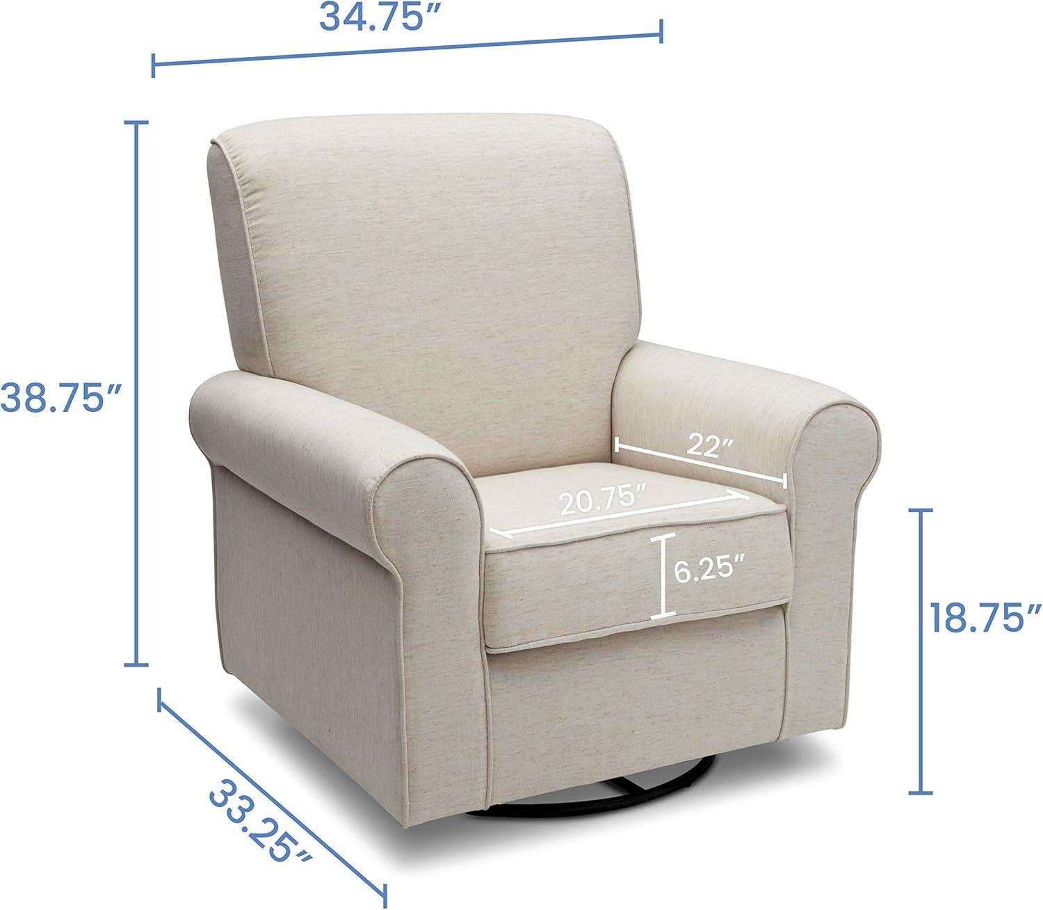 Sand Upholstered Swivel Glider with Wood Frame