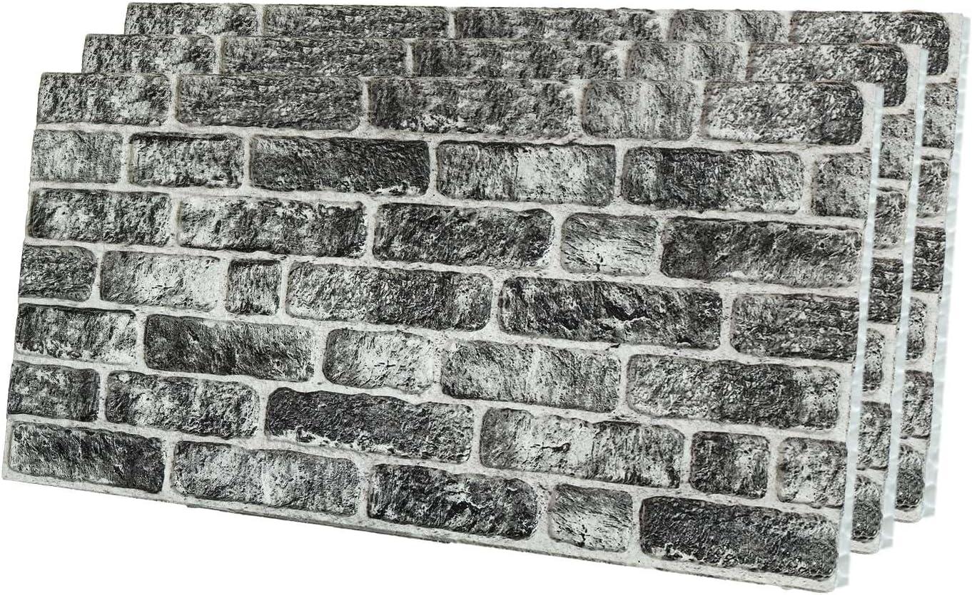 IZODEKOR 3D Wall Panels Lycia Effect - Cladding, Stone Look, Styrofoam Facing for Living Room, Kitchen, Bathroom, Balcony, Bedroom, Back of Counter | SL-1703 Old Town (3x Panels) - Covers 16 sq ft