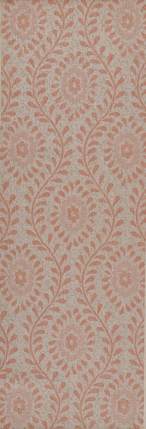 Momeni 9'x12' Riviera Adrian Area Rug Coral: Geometric Pattern, Indoor/Outdoor, Low Pile, Polypropylene, Machine Made