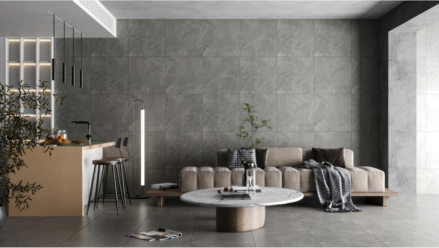 Bedrosians Shandar 24" x 24" Porcelain Marble Look Wall Floor Use Tile in Florence Gray