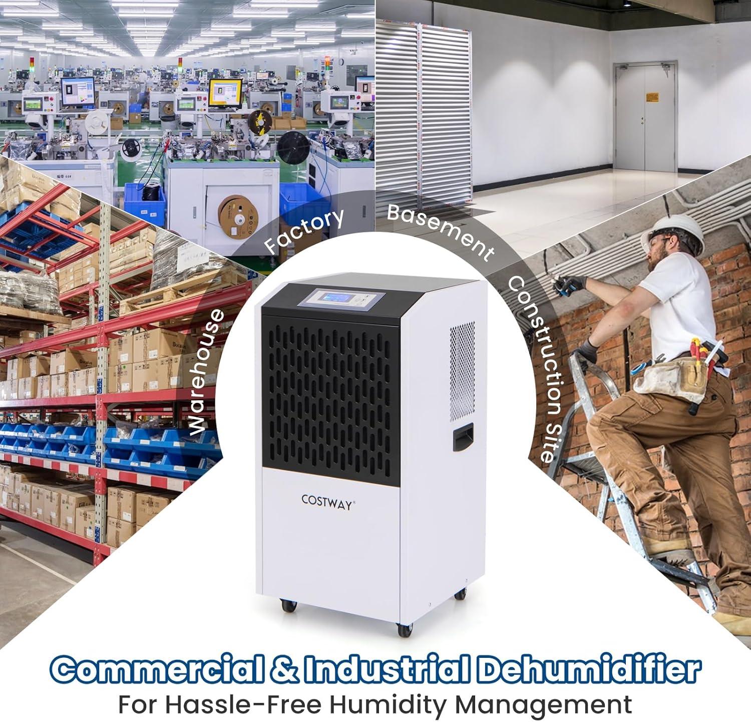 YYAo Dehumidifier,Portable Dehumidifier,Moisture Removal Machine,250 Pints Commercial Dehumidifier with Drain Hose Large Spaces up to 8500 Sq.Ft-White