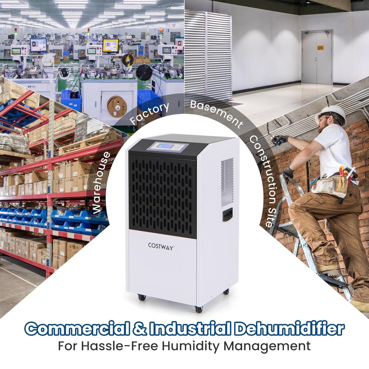 YYAo Dehumidifier,Portable Dehumidifier,Moisture Removal Machine,250 Pints Commercial Dehumidifier with Drain Hose Large Spaces up to 8500 Sq.Ft-White