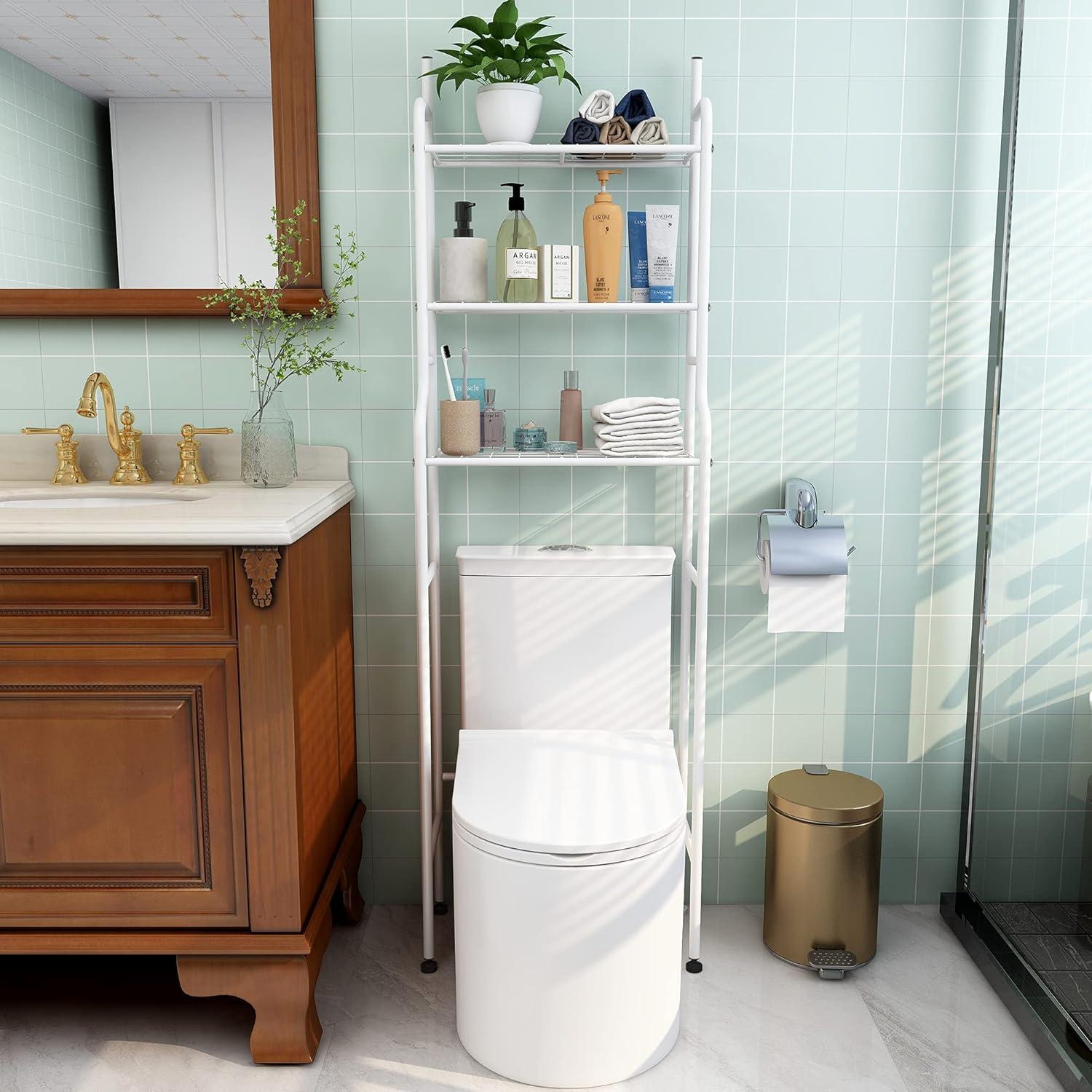 White Metal 3-Tier Over-the-Toilet Bathroom Organizer