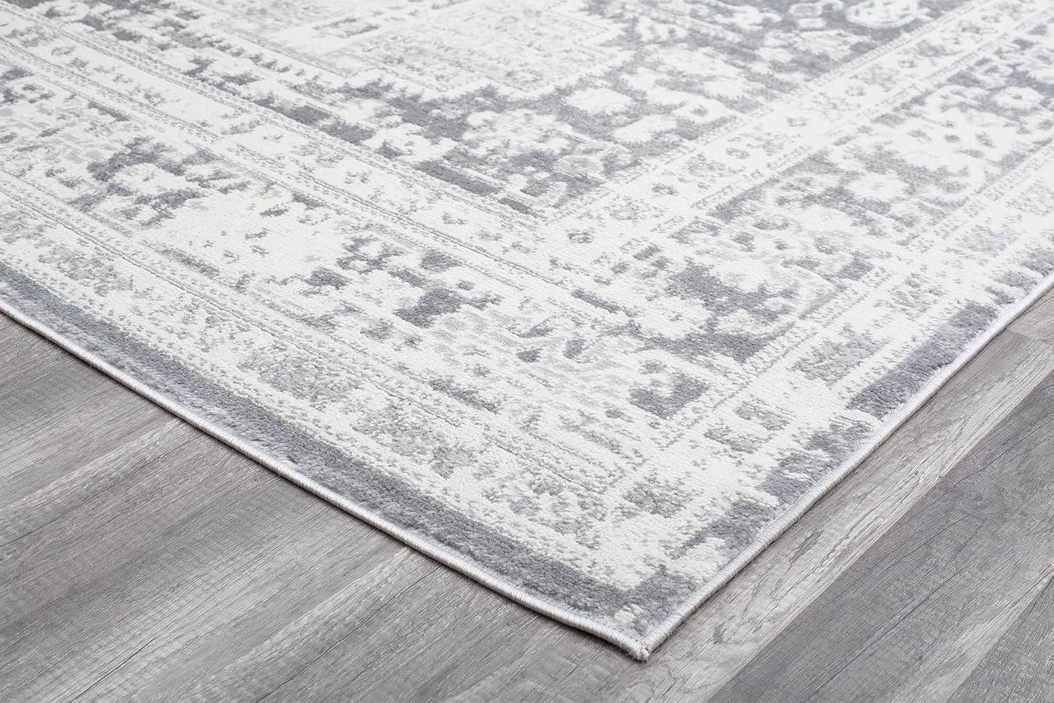 Sundara Elegance 2'6"x8' Vintage Transitional Gray Synthetic Area Rug