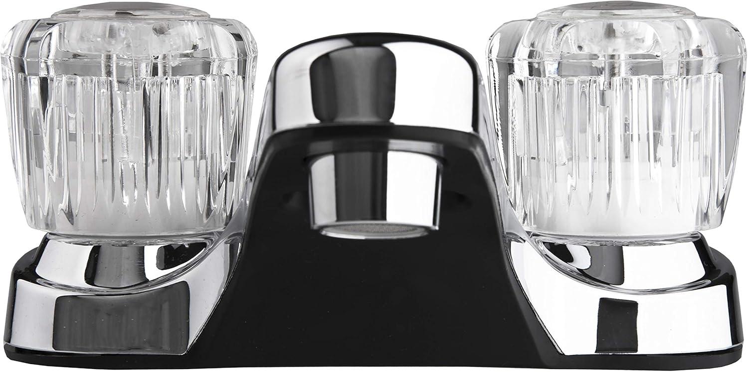 Dura Faucet Lavatory Faucet with Crystal Acrylic Knobs for RV Bathroom - Chrome Polished