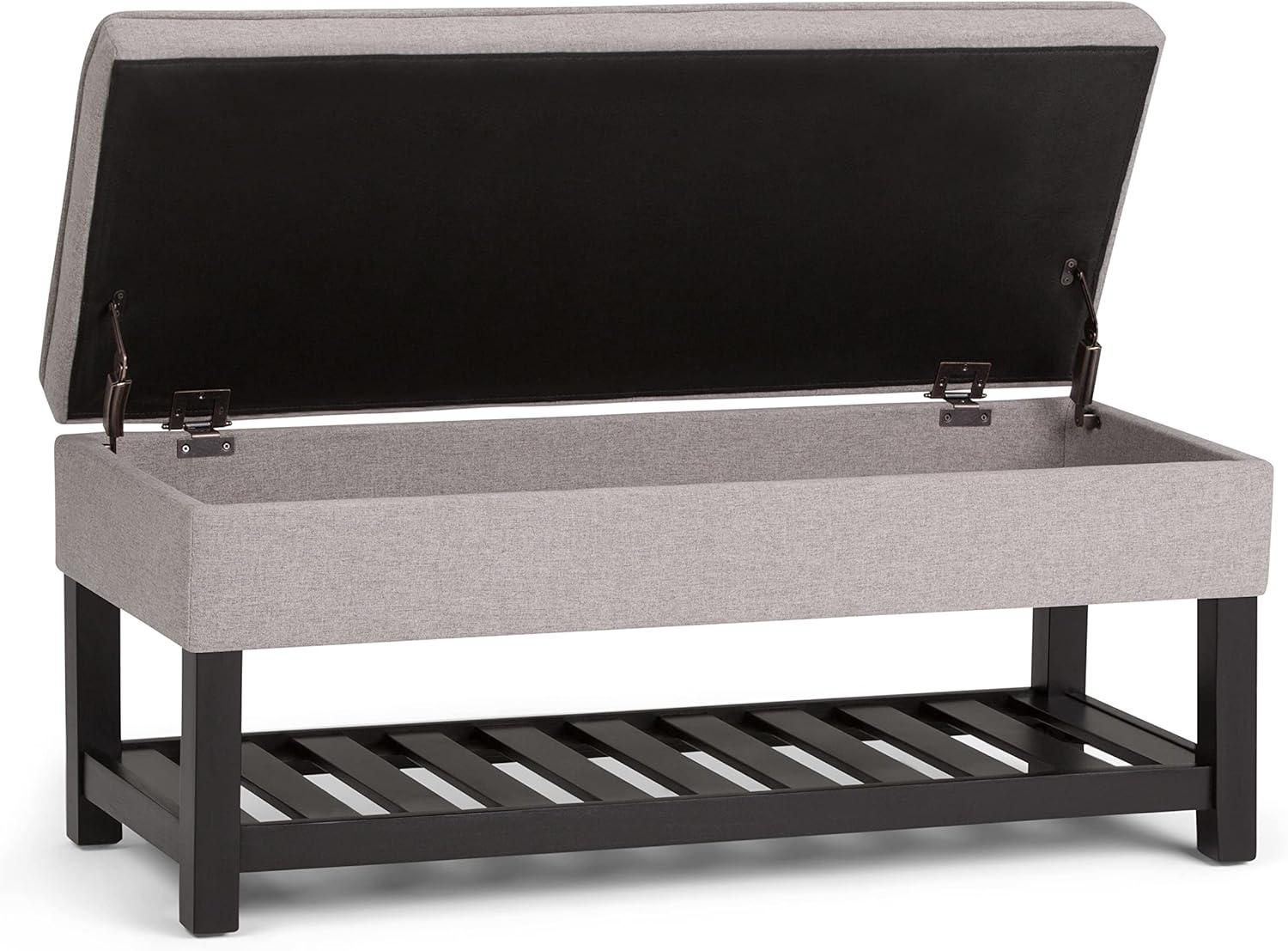 Simpli Home Cosmopolitan 44"W Transitional Tufted Storage Ottoman Bench with Lift Top