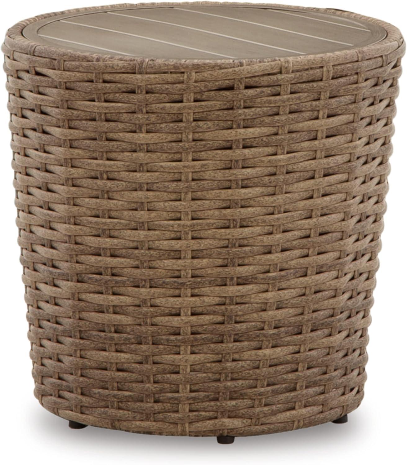 Signature Design by Ashley Sandy Bloom Casual Outdoor End Table, Light Brown