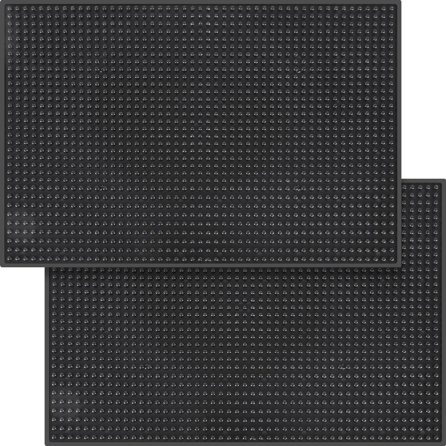 Black Silicone 18'' x 12'' Bar Service Mats, Set of 2