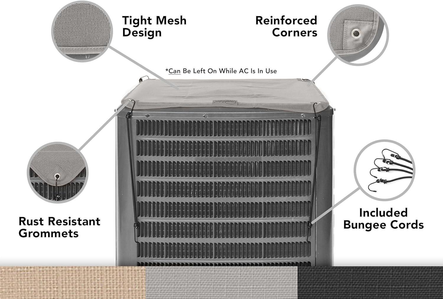 Covermates Armor Top Air Conditioner Cover â€“ Durable Outdoor Protection for AC Units, Ultima 600D Polyester, Armor Top 24W x 24D, Ripstop Grey