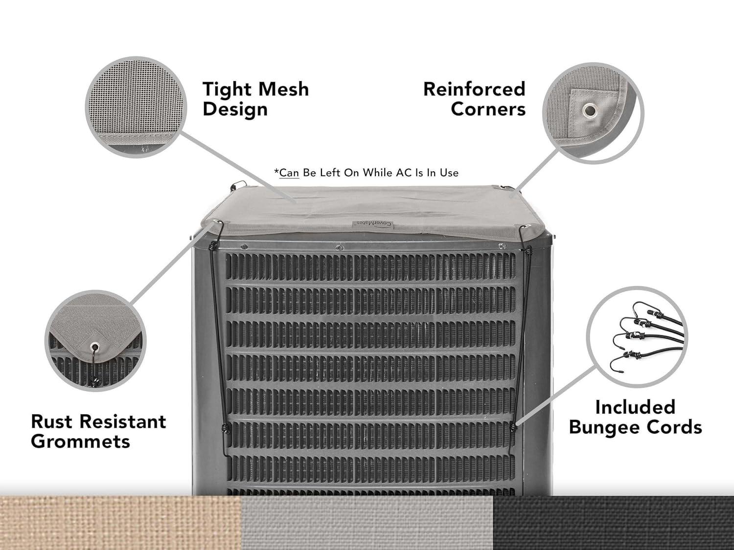 Covermates Armor Top Air Conditioner Cover â€“ Durable Outdoor Protection for AC Units, Ultima 600D Polyester, Armor Top 24W x 24D, Ripstop Grey