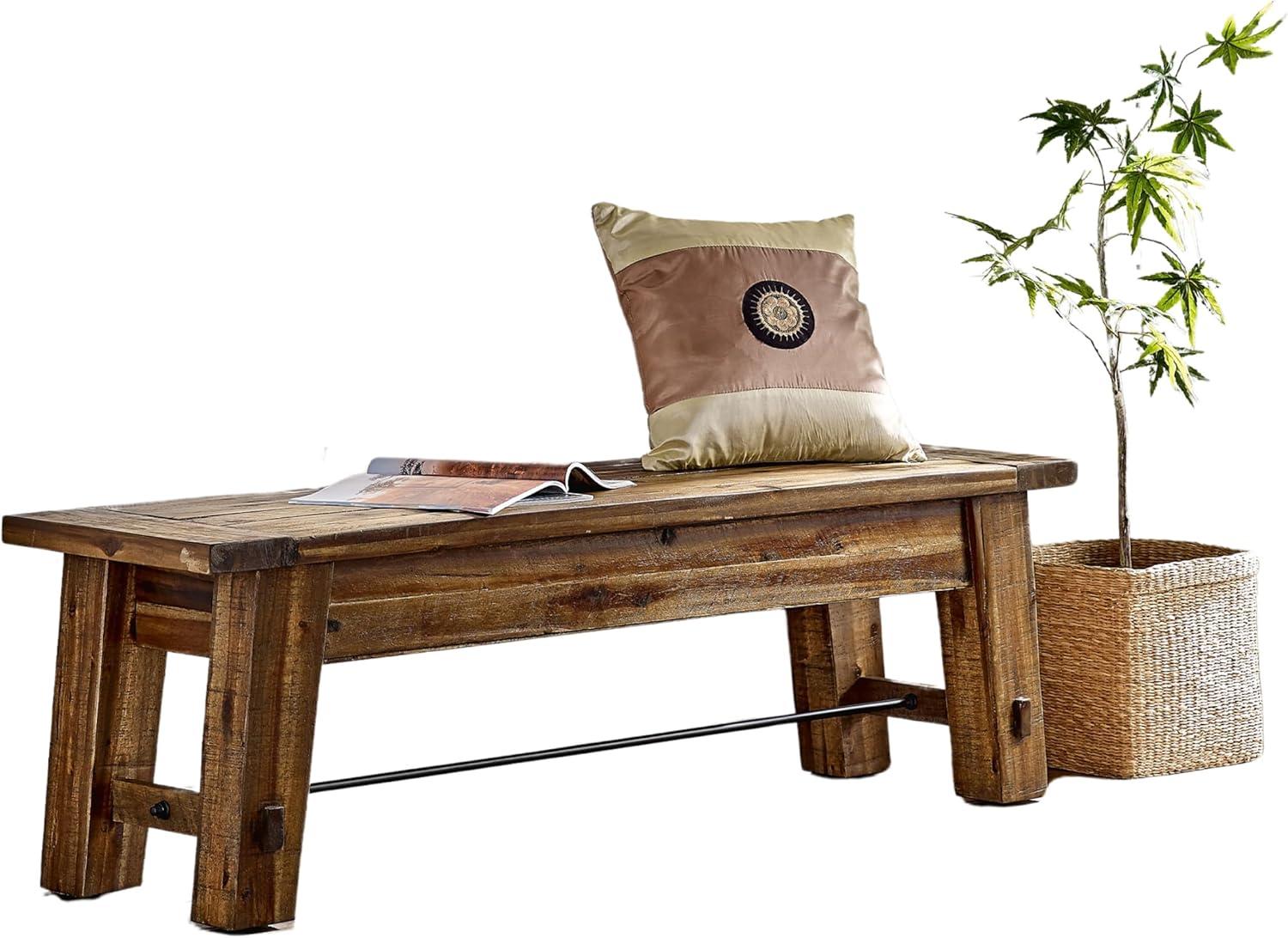 Durango Wood Entryway/Dining Bench Dark Brown - Alaterre Furniture: Industrial Accent, 60" Long