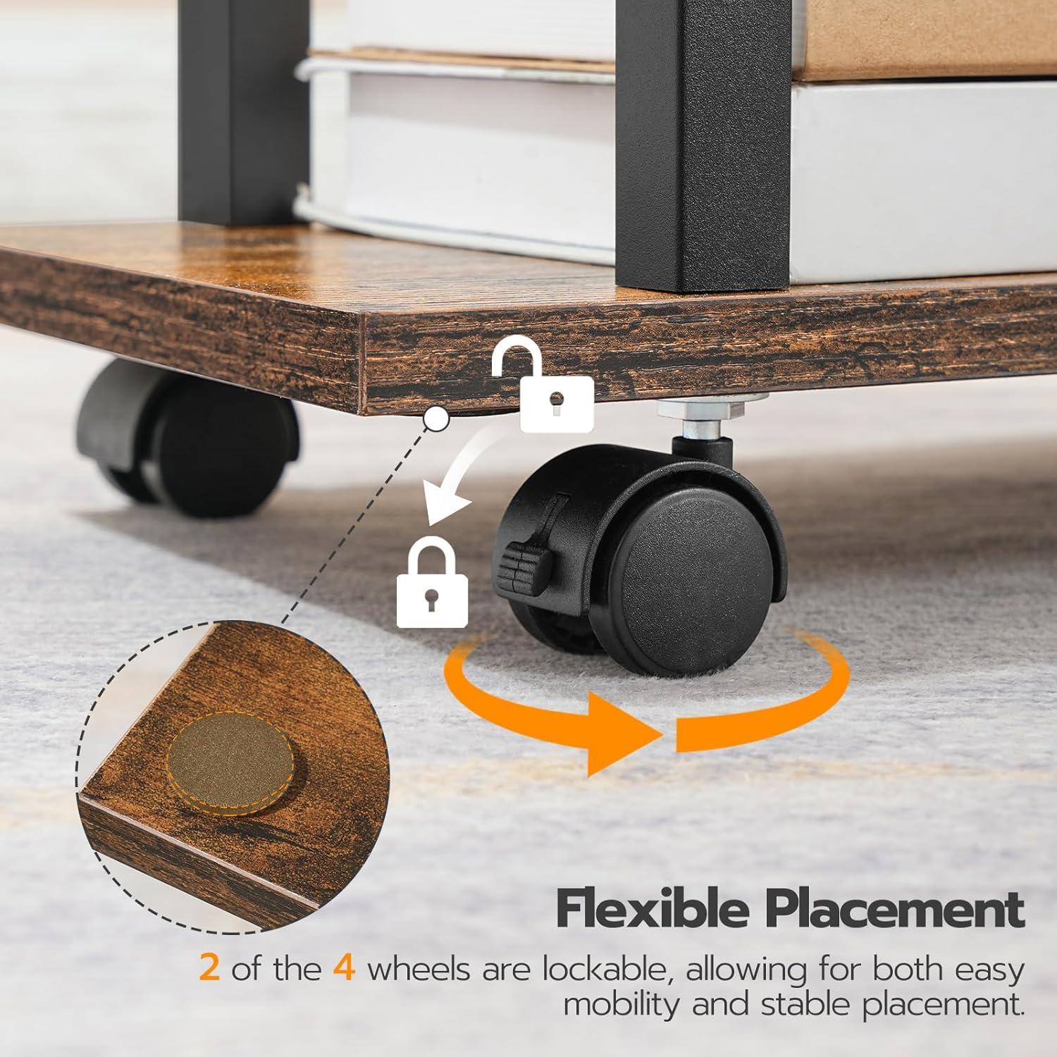 HOOBRO Small Narrow Side Table with Charging Station, Skinny End Table for Small Spaces, Slim Nightstand with USB Ports and Outlet, Sofa Beside Table on Wheels for Living Room BF122UBZ01