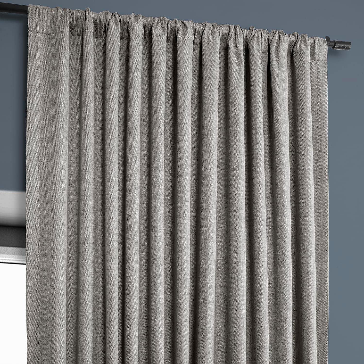 Clay Extra Wide Blackout Faux Linen Window Curtain