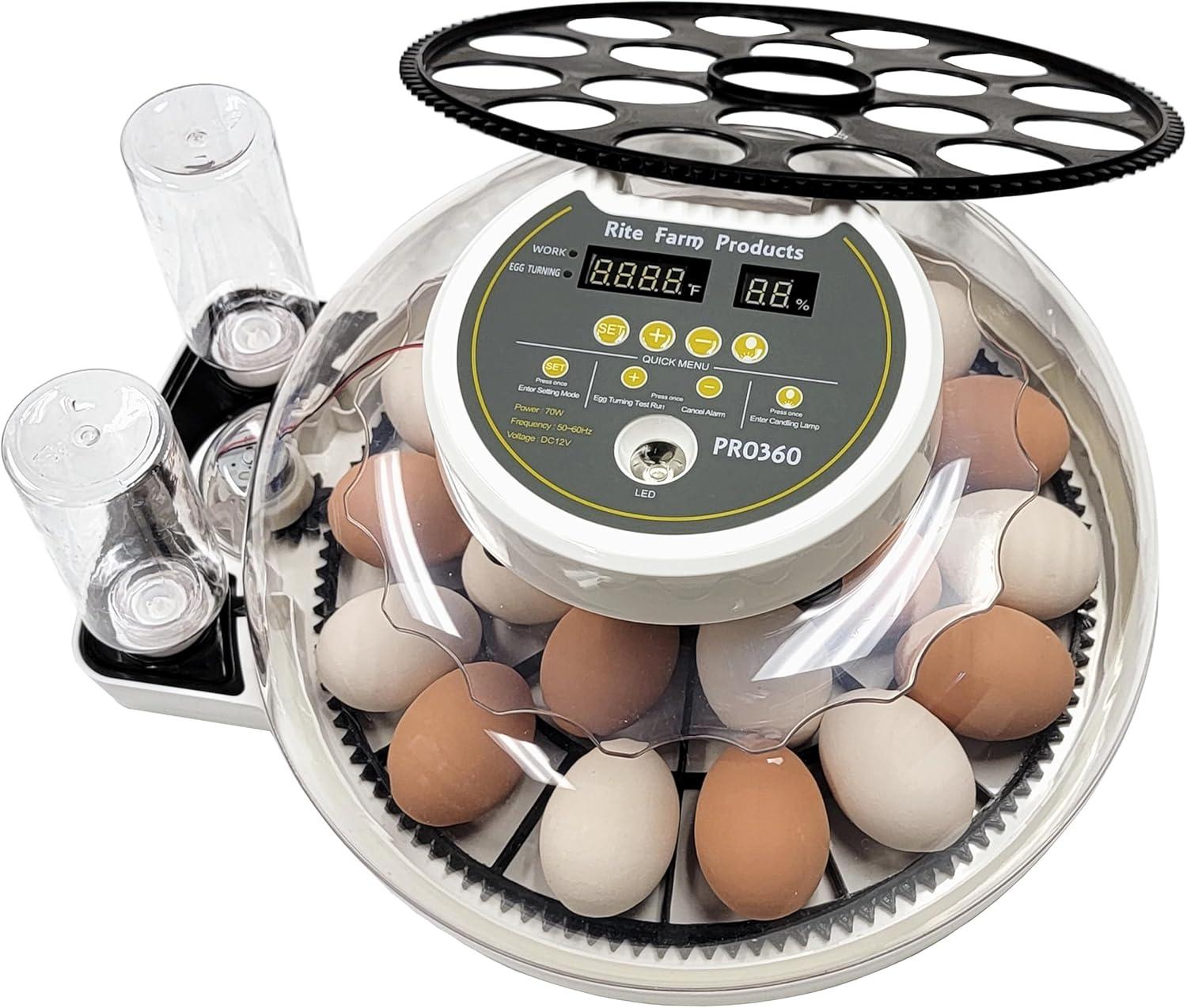 Deluxe Pro 360 Clear Polypropylene Chicken Egg Incubator with Turner Trays