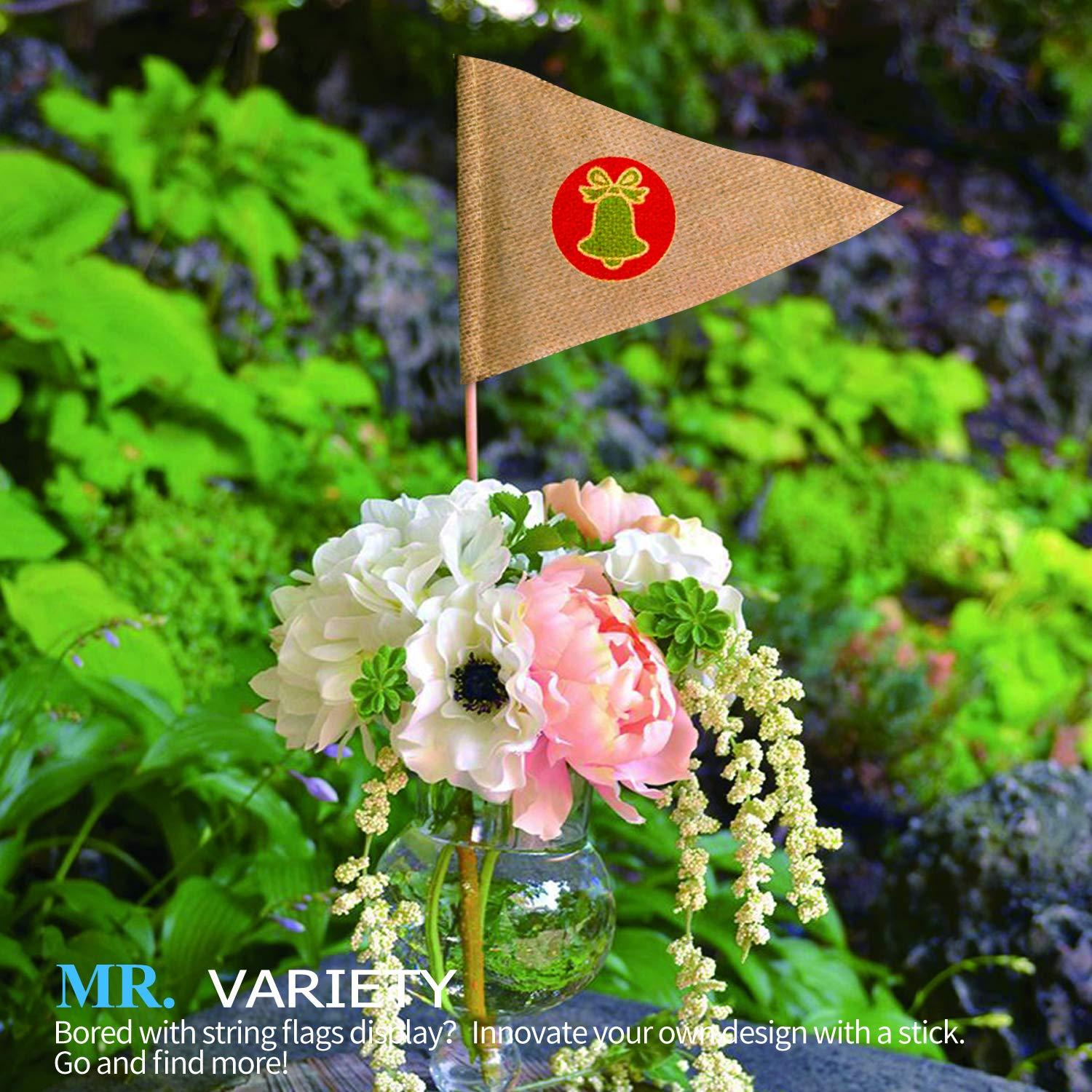 Novelty Place 13 Feet Burlap Pennant Banner - 15 Triangle Bunting Flags (5x7 Inches) - DIY Hand Painted Home Decorations for Holiday, Birthday, Wedding, Graduation and Party