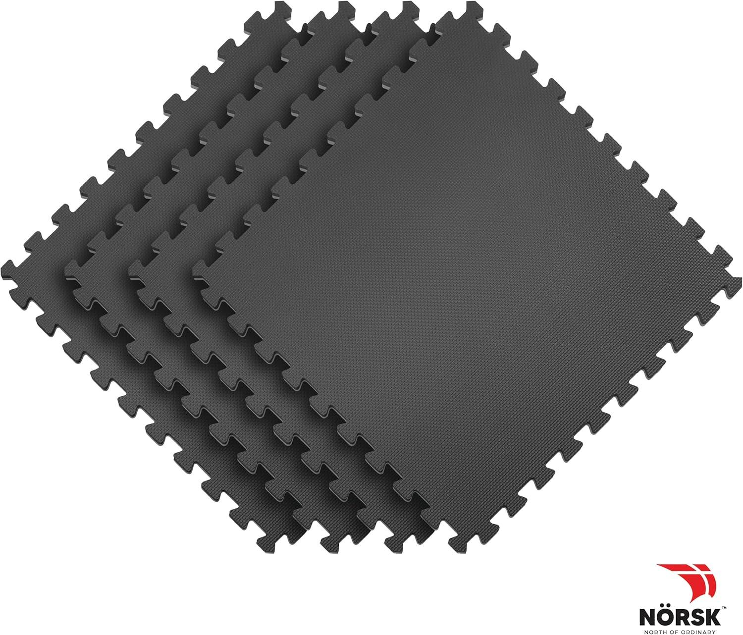 Gray and Black EVA Foam Interlocking Exercise Mats, 24" x 24"