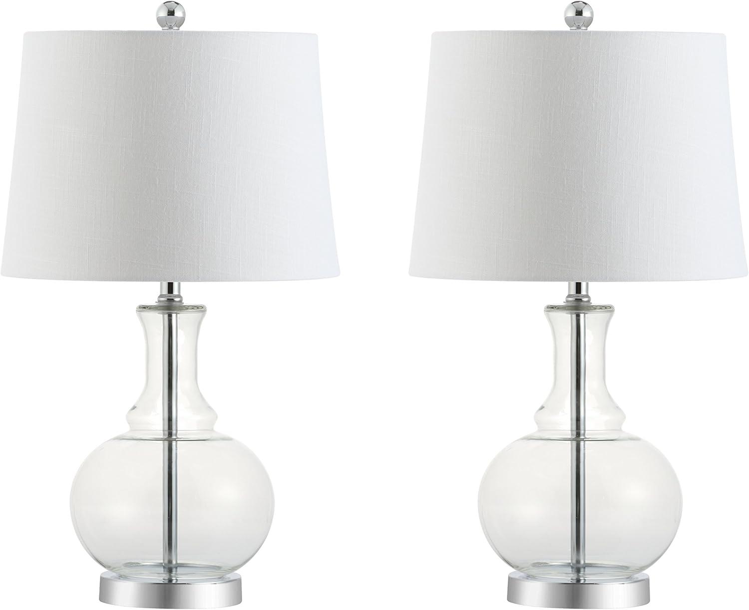 JONATHAN Y Lavelle 25" Glass LED Table Lamp, Mercury Silver/Brass Gold (Set of 2)