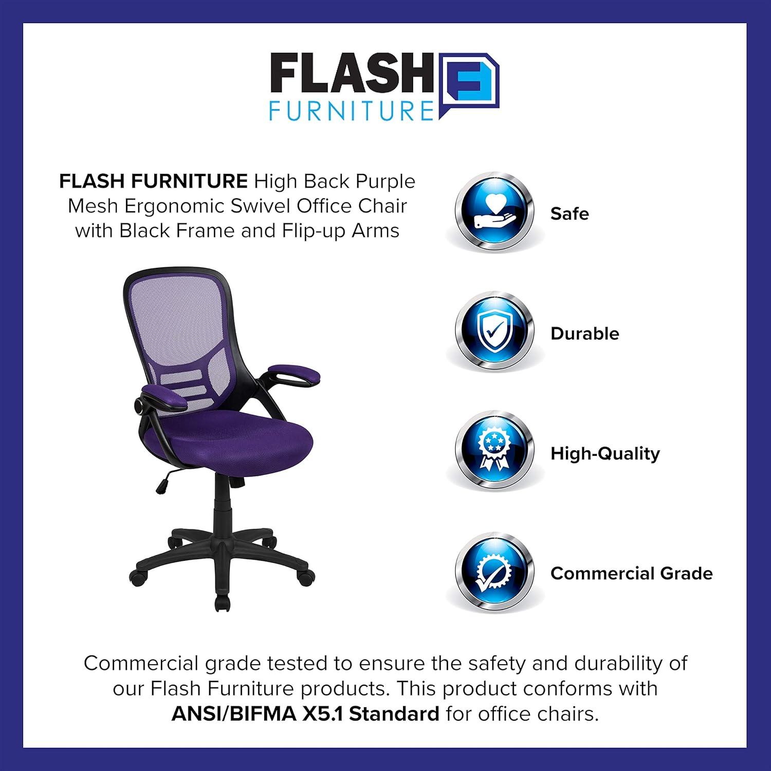 Flash Furniture High Back Mesh Ergonomic Swivel Office Chair with Flip-up Arms