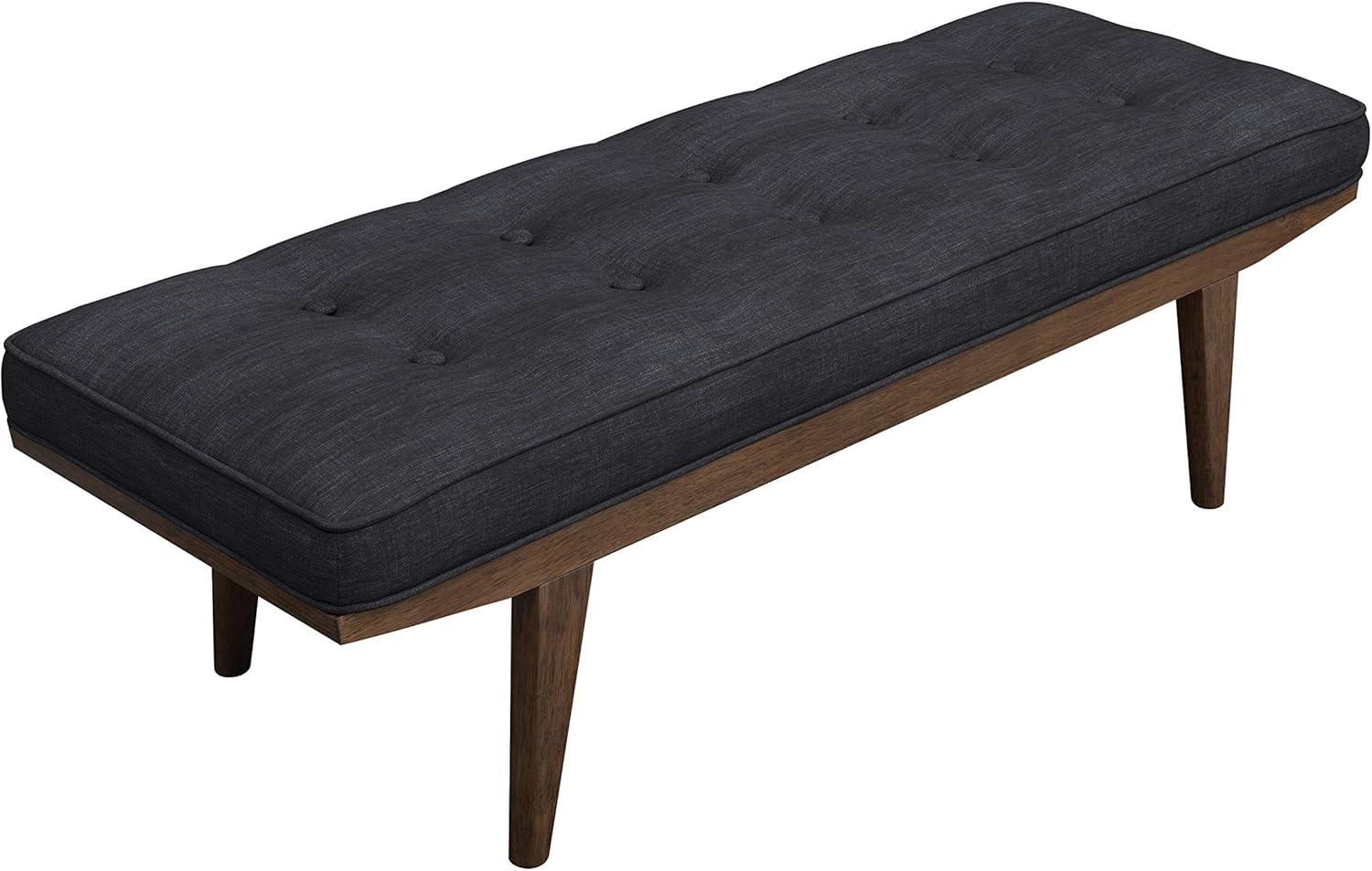 Mid-Century Modern Taupe Upholstered 50'' Bedroom Bench