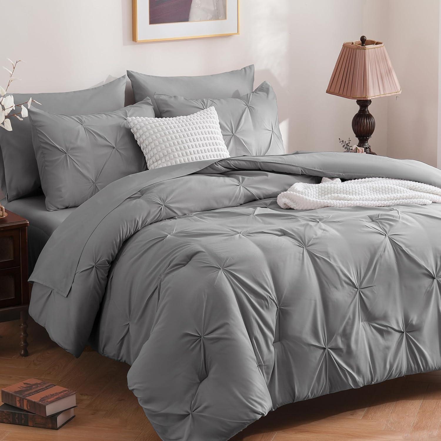 Bed-in-A-Bag Pleated Comforter Set with Bed Sheets