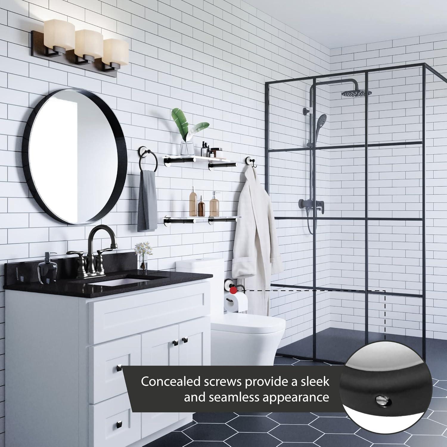 Savannah Matte Black and White Wall-Mounted Toilet Paper Holder