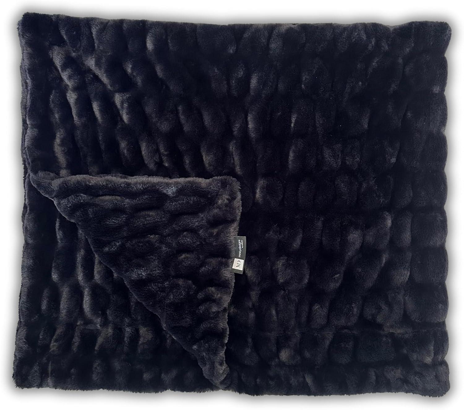 Jaguar Black Large Faux Fur Minky Blanket