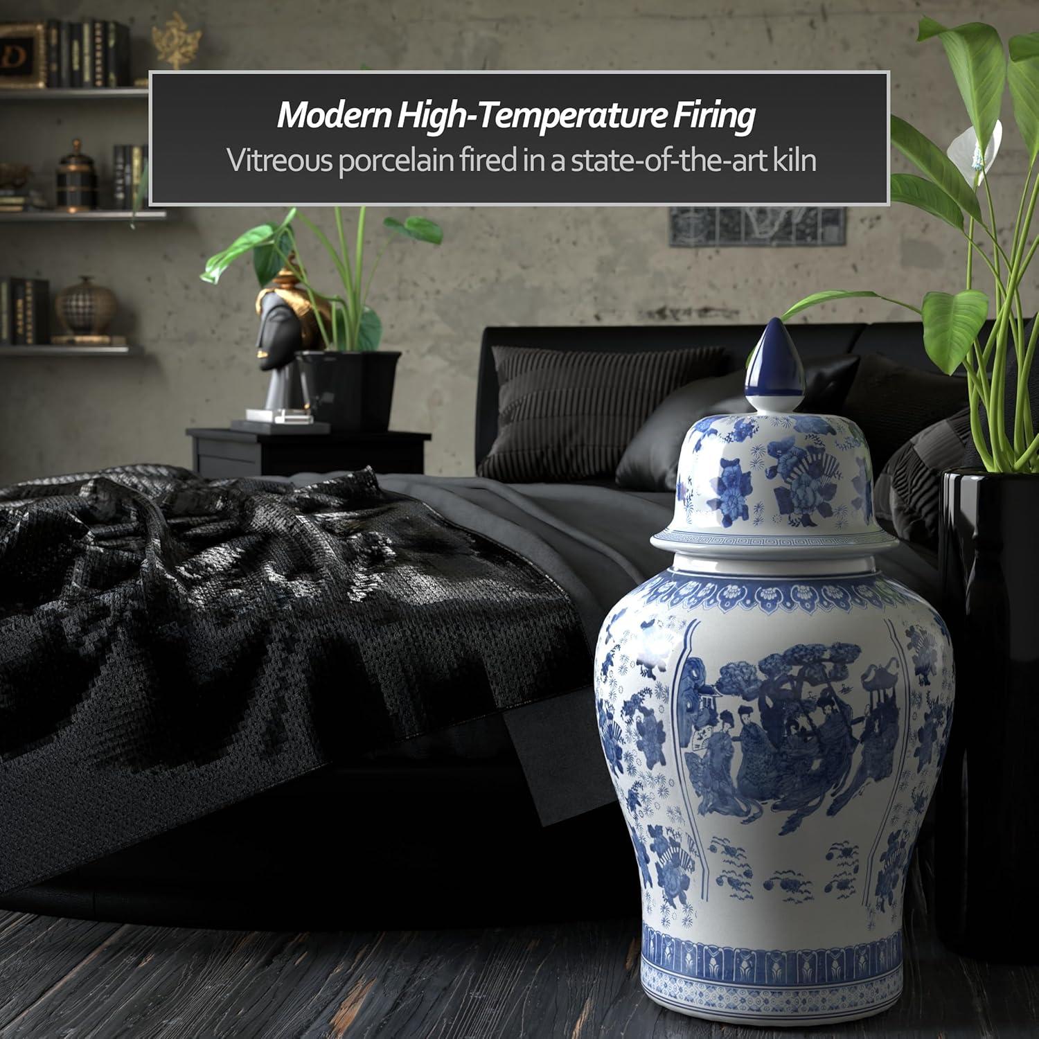 32" Porcelain Temple Jar