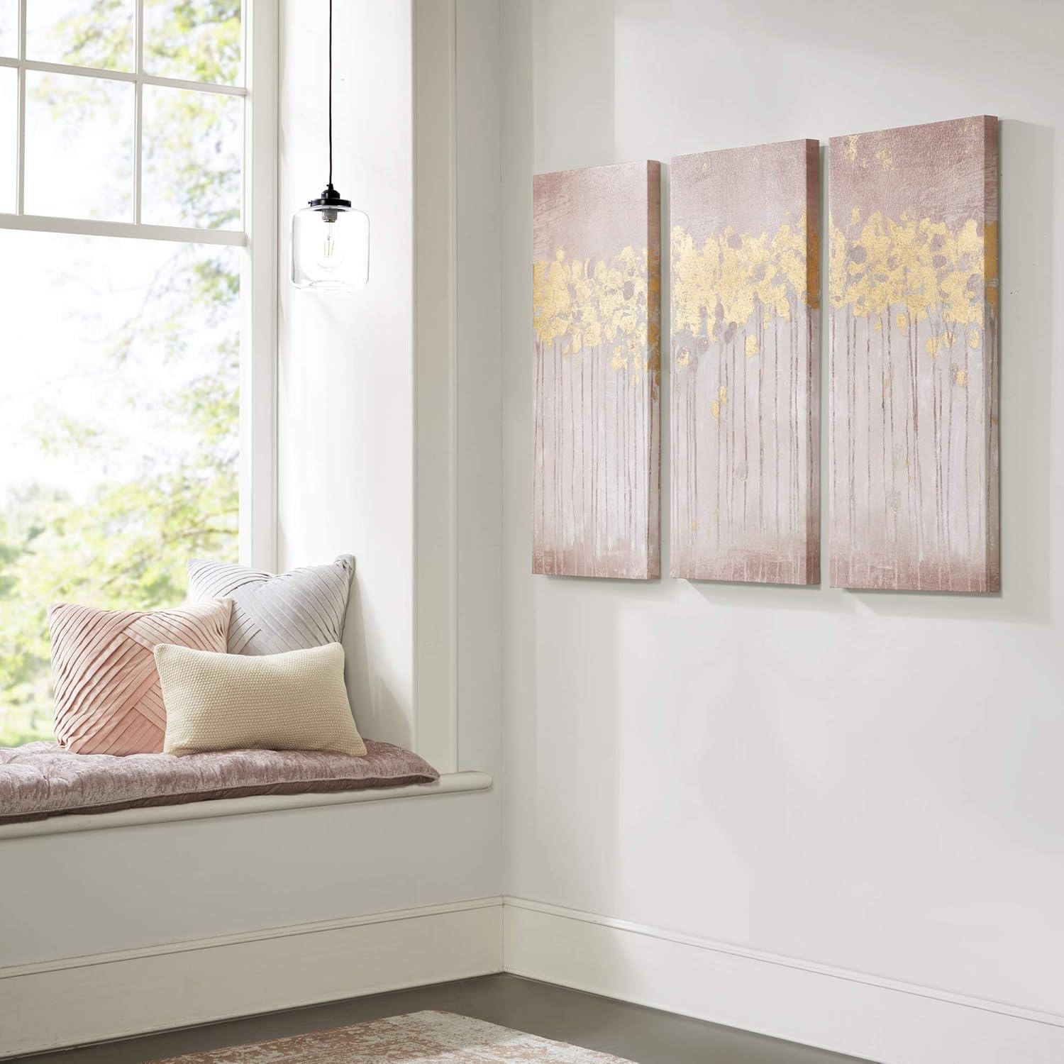 Blush and Gold Abstract Forest 3-Piece Canvas Wall Art Set