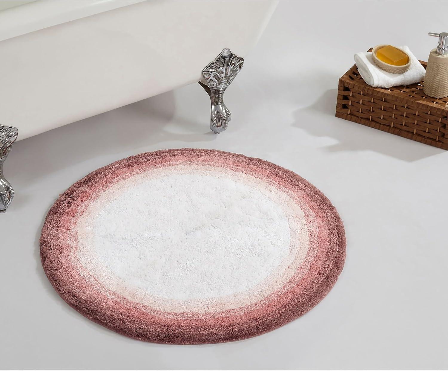 30" Round Torrent Collection 100% Cotton Bath Rug Rose - Better Trends: Machine Washable, Tufted, Ombre Design, Spray Latex Backing