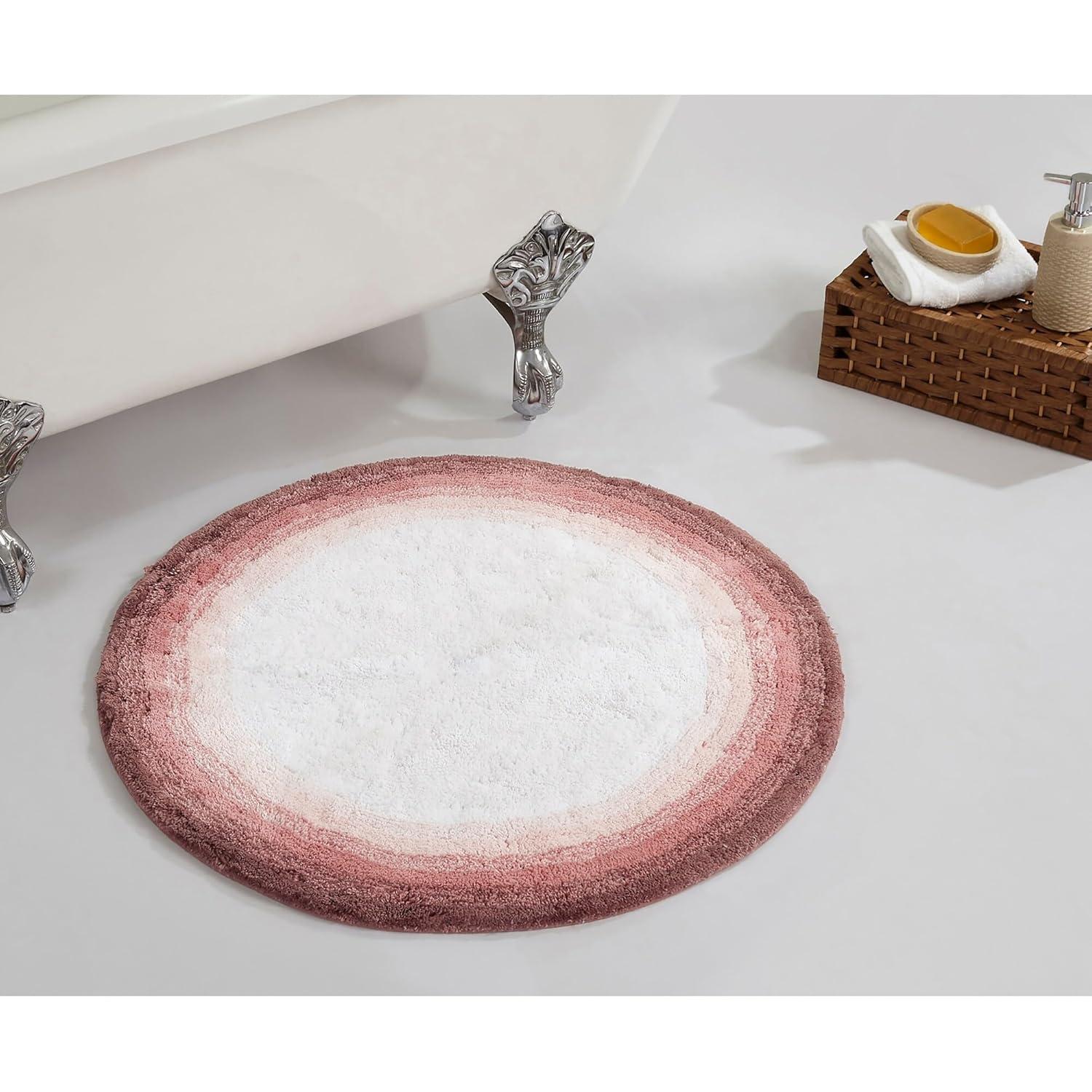 30" Round Torrent Collection 100% Cotton Bath Rug Rose - Better Trends: Machine Washable, Tufted, Ombre Design, Spray Latex Backing