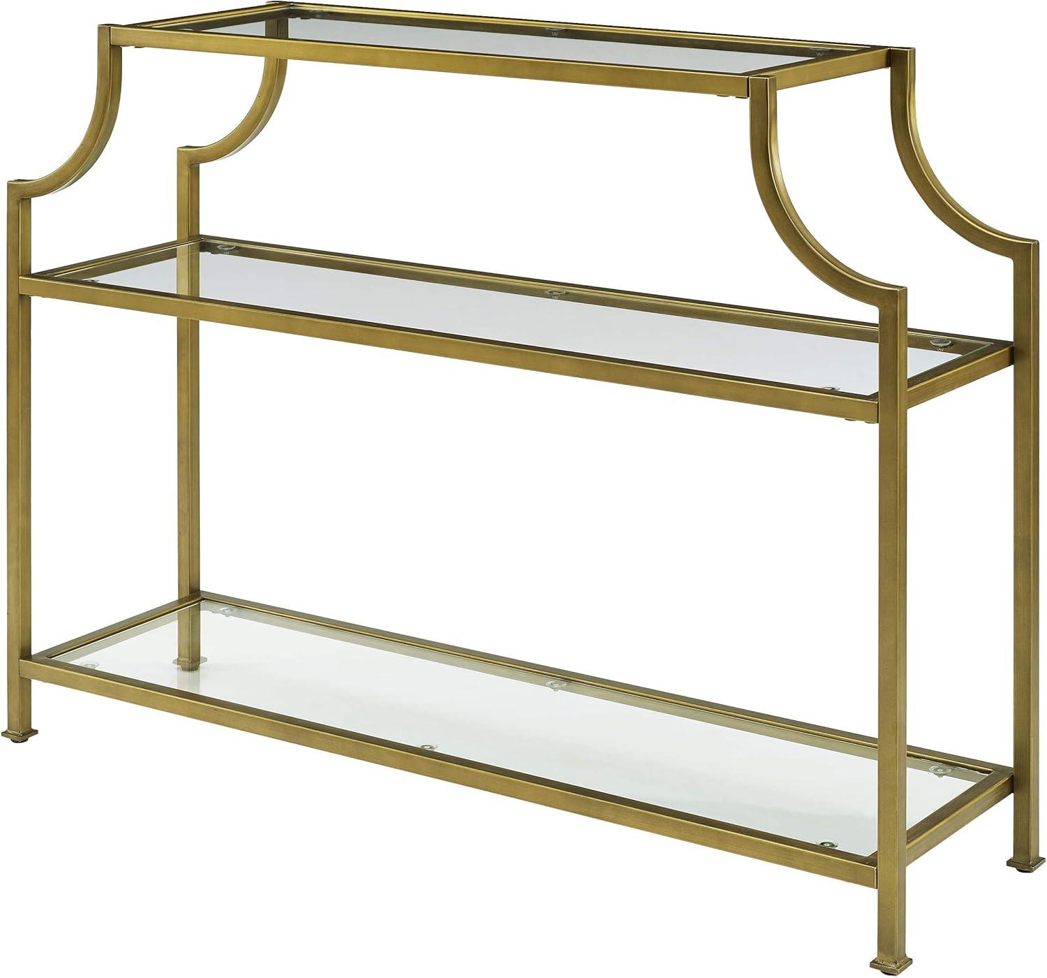 Aimee Console Table - Crosley: Elegant Steel Frame, Clear Glass Top, Fixed Shelf, Entryway Furniture