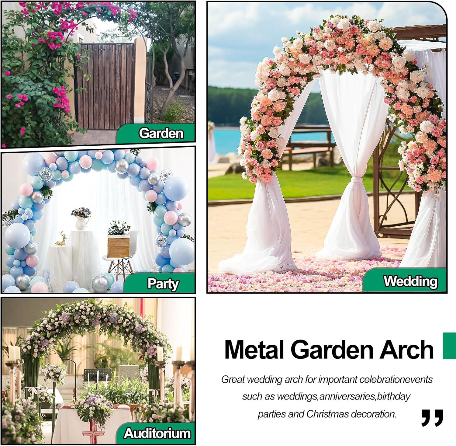 Metal Garden Arch 7.8ft High X 4.5ft Wide Garden Arbor for Various Climbing Plant Outdoor Garden Lawn Backyard Wedding Arch Party Decoration Archway