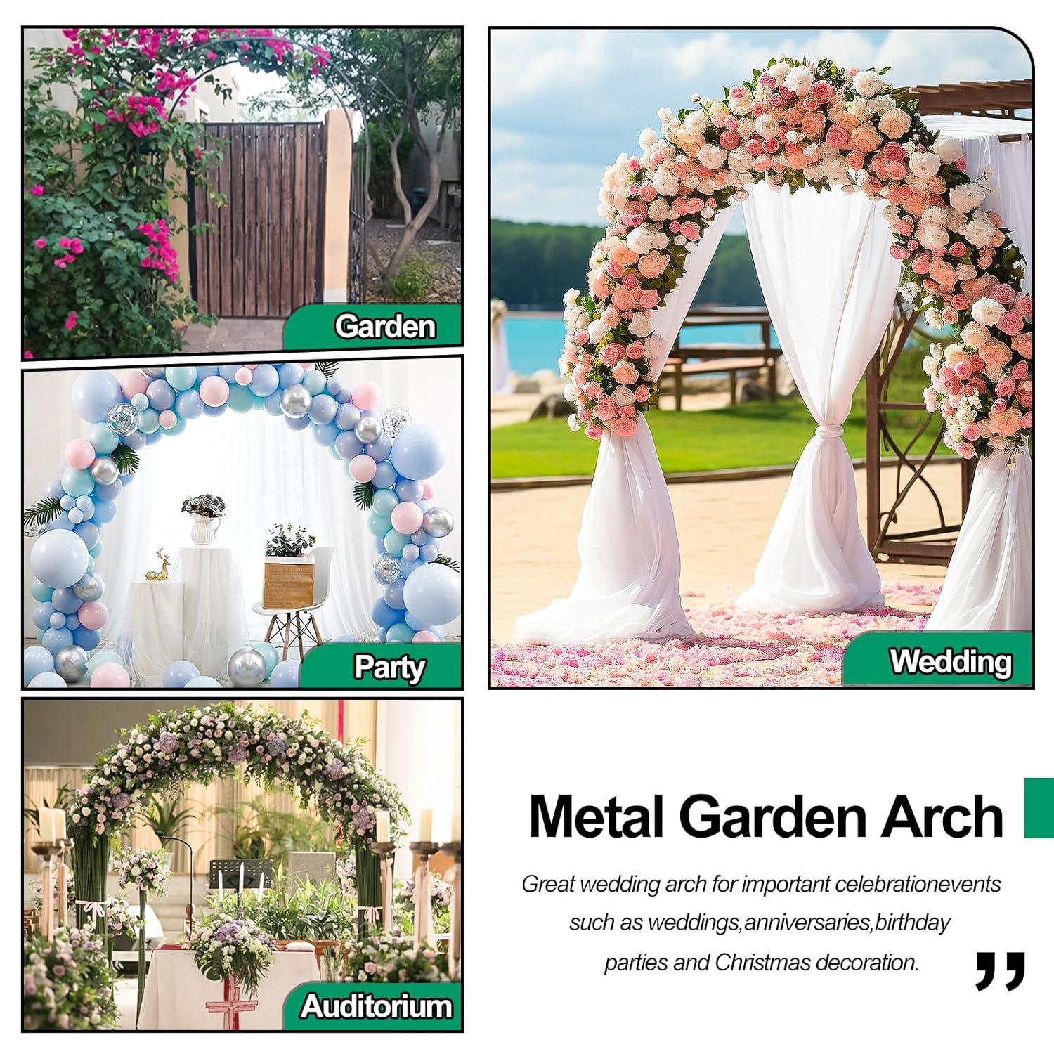 Metal Garden Arch 7.8ft High X 4.5ft Wide Garden Arbor for Various Climbing Plant Outdoor Garden Lawn Backyard Wedding Arch Party Decoration Archway