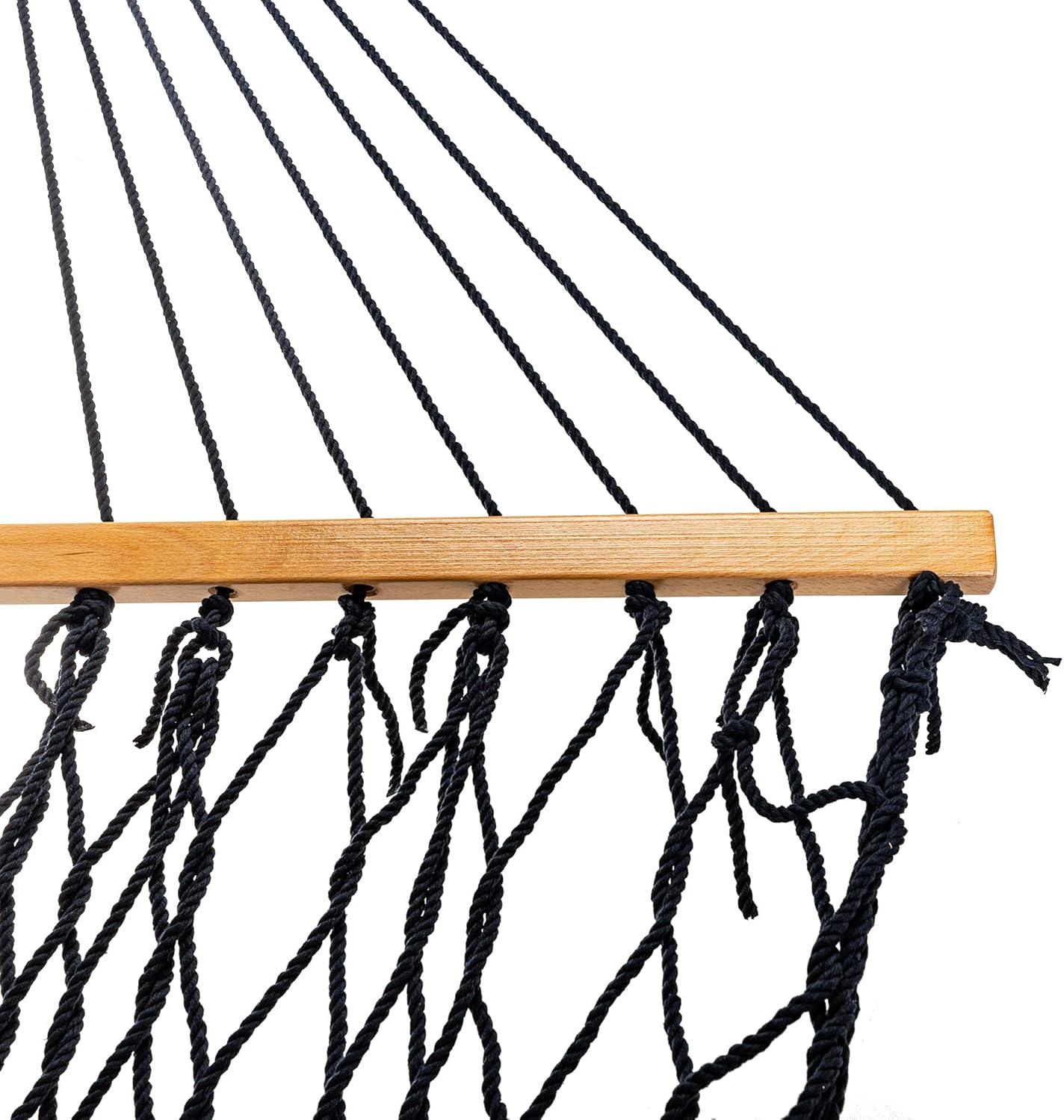 Castaway Living 13 ft. Double Navy Polyester Rope Hammock with Free Extension Chains ,Tree Hooks & Storage Bag