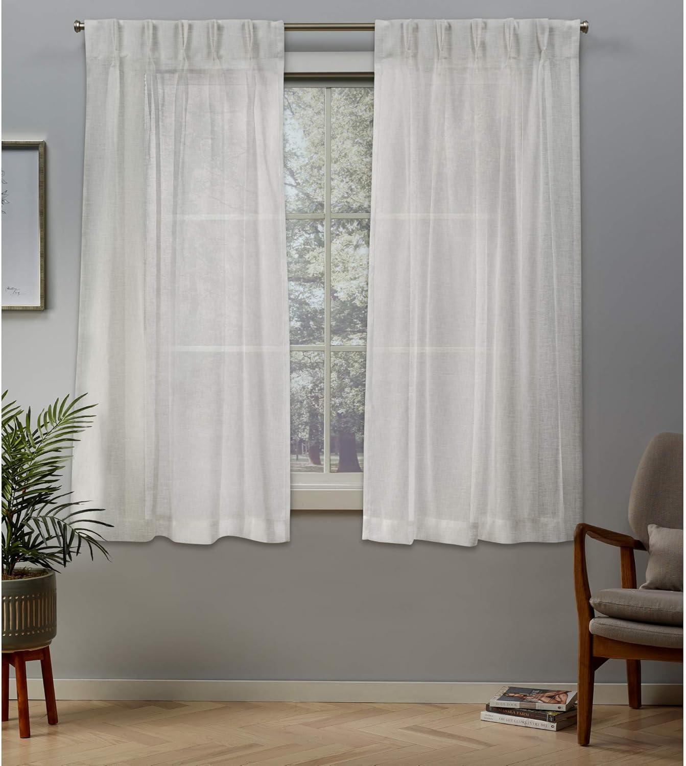 Set of 2 Belgian Pinch Pleats Sheer Window Curtain Panel - Exclusive Home