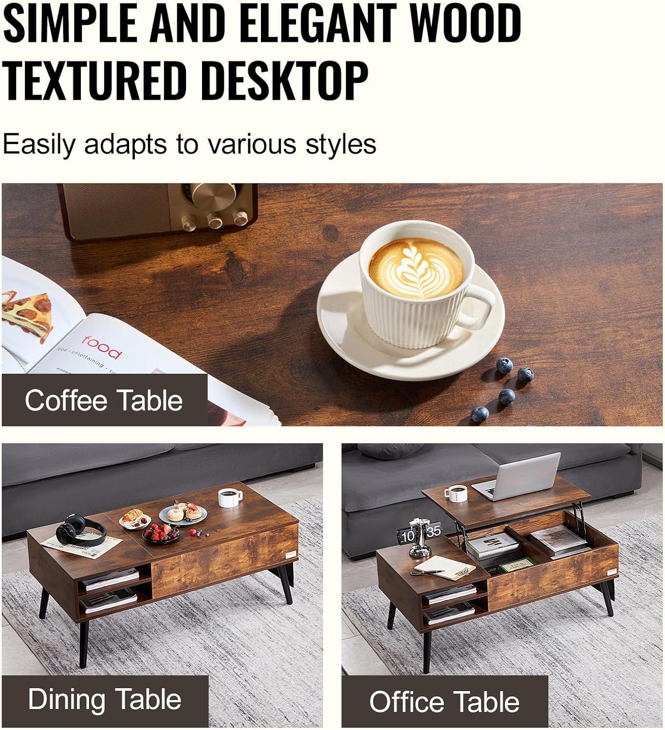 George Oliver George Oliver Lift Top Coffee Table 39.4 in Rectangle Coffee Table for Living Room Brown