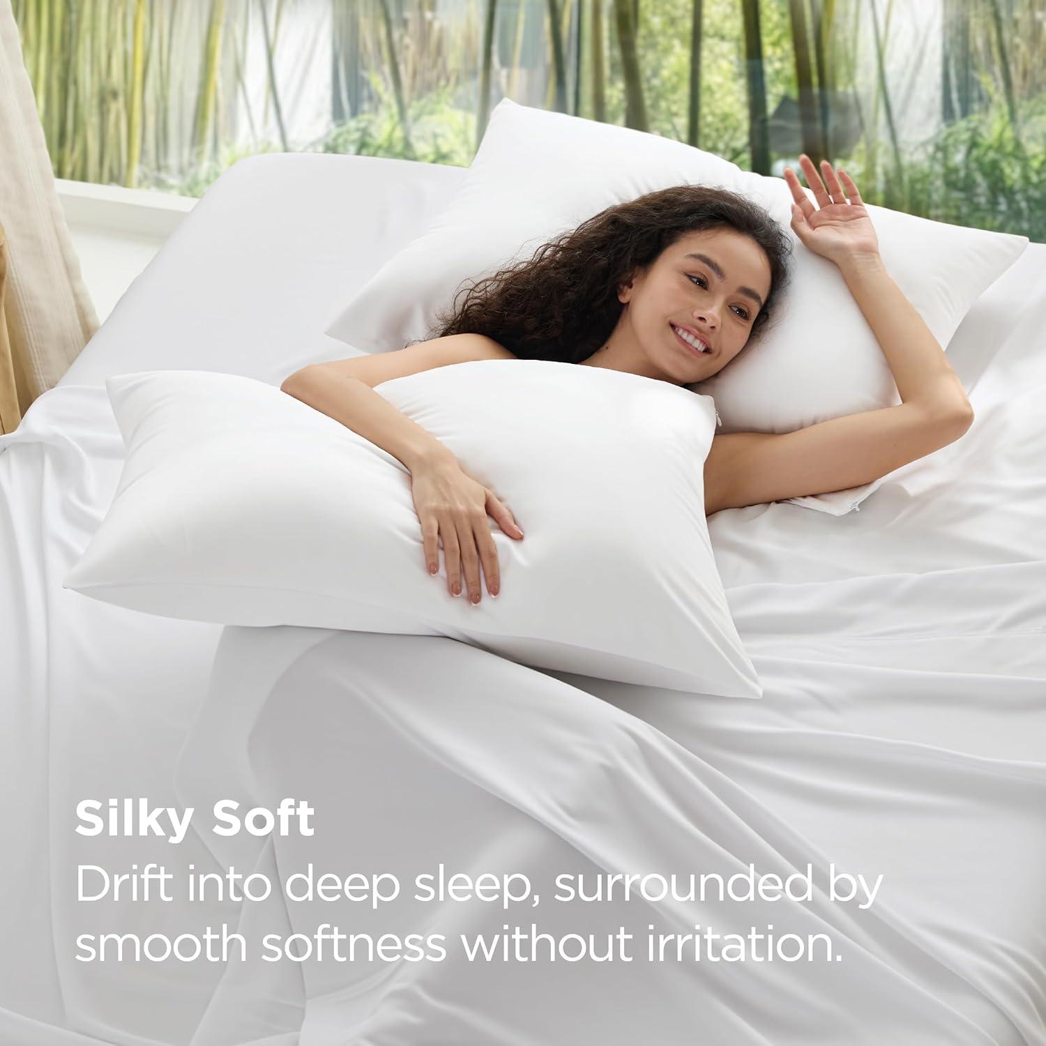 Bedsure Bedsure Pillow Cases Queen Size Set Of 2 - Polyester & Rayon Derived From Bamboo Cooling Pillowcase, Breathable, Soft And Wrinkle-Free Pillow Covers With Envelope Closure, Gifts, 20X30 Inches