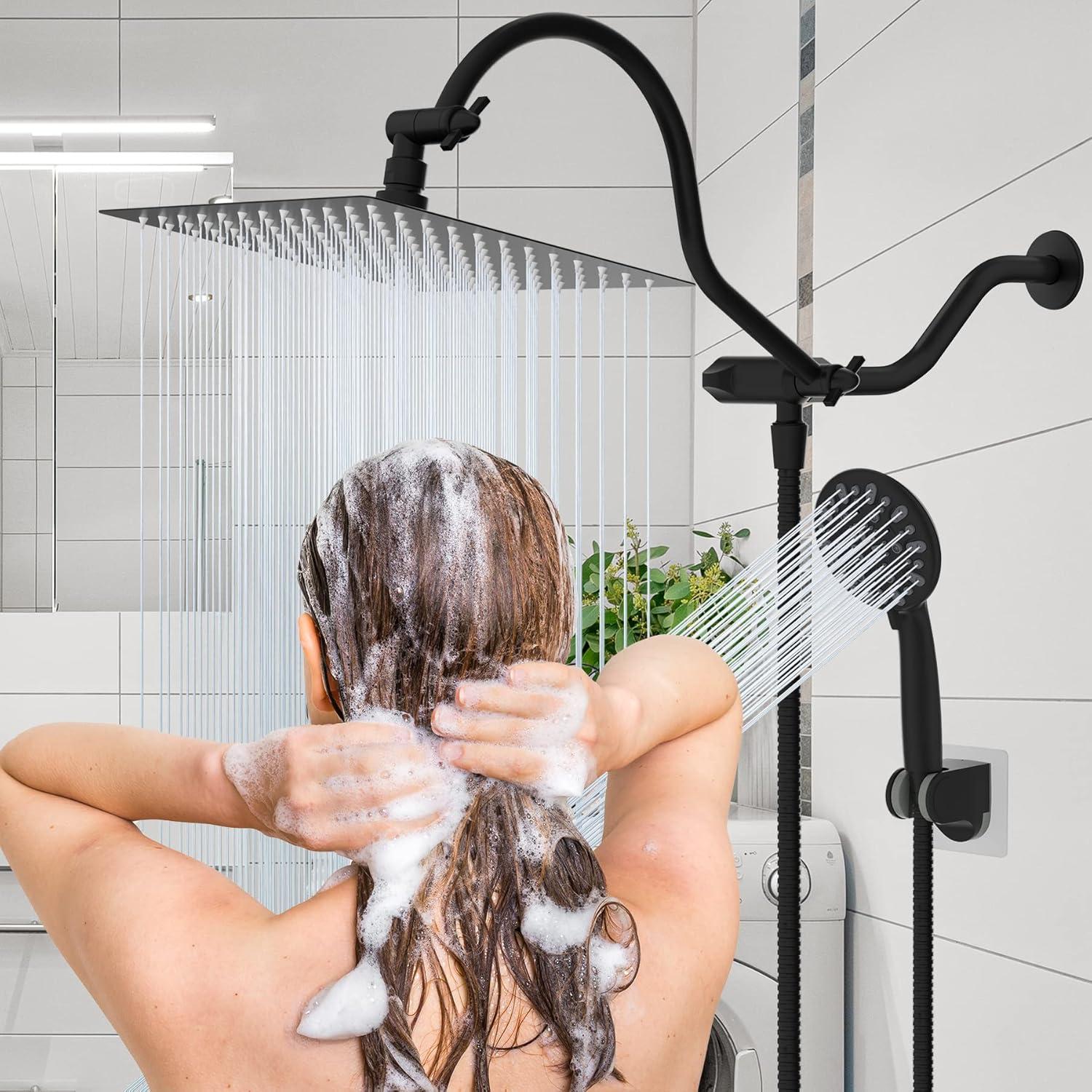 All Metal 10 Inch High Pressure Rainfall Shower Head With Handheld Shower