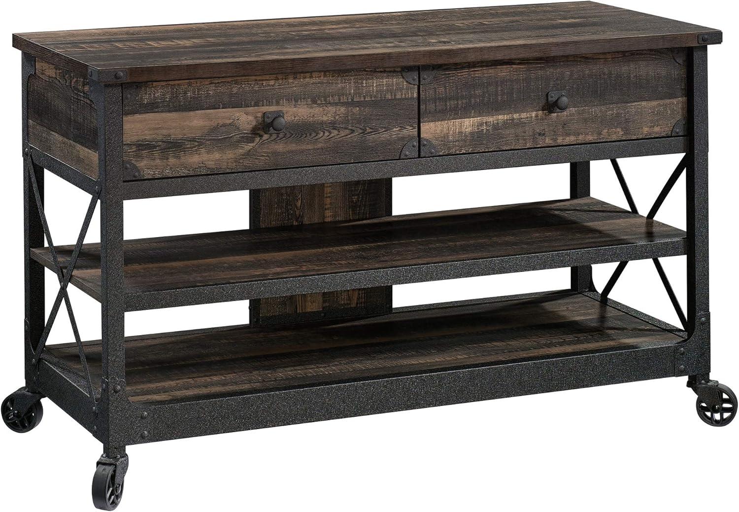 Industrial Carbon Oak TV Stand with Metal Frame for Up to 55" TVs