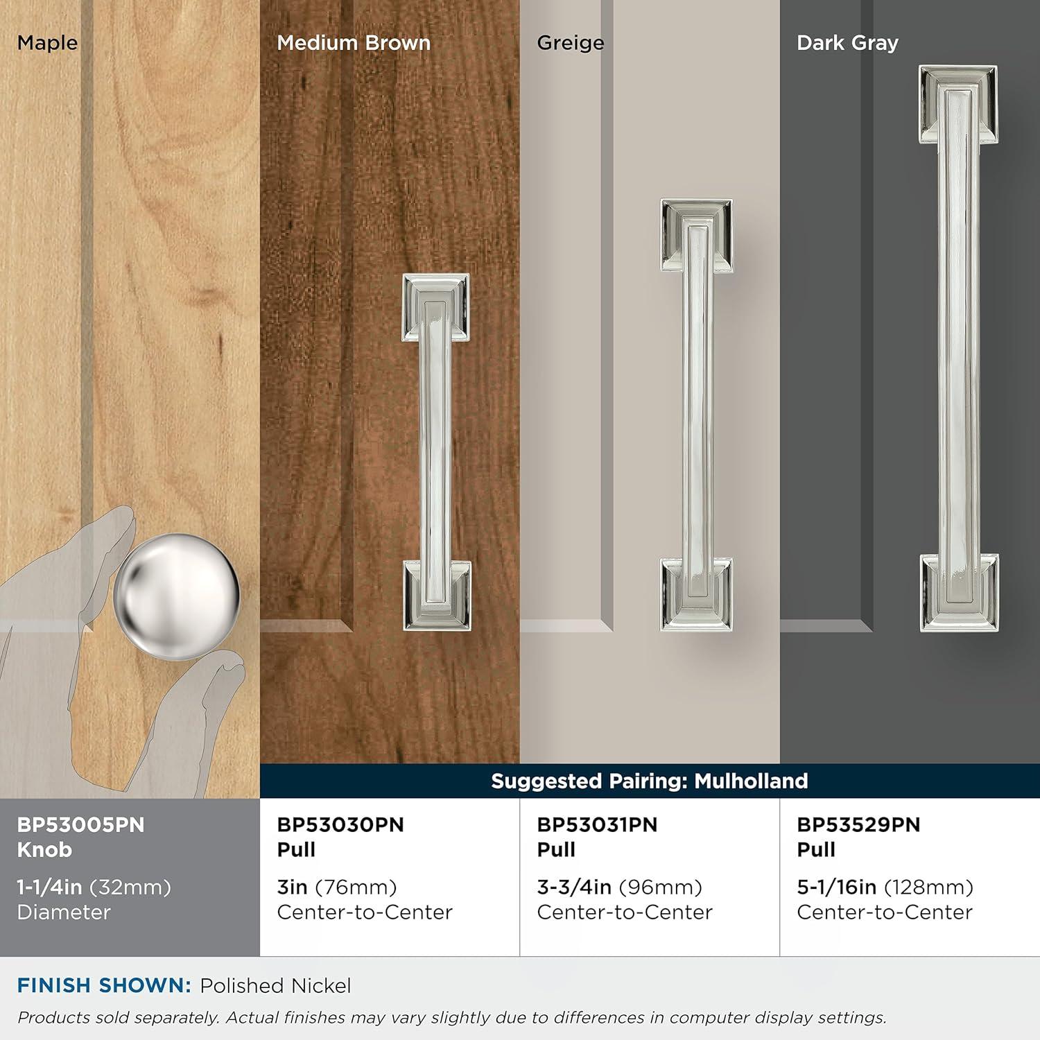 Amerock Edona 1-1/4 inch (32mm) Diameter Polished Nickel Cabinet Knob