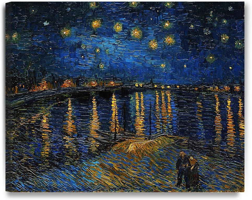 DECORARTS - Starry Night Over The Rhone By Vincent Van Gogh Art Classic Art. Giclee Prints Canvas Wall Art for Wall Decor. 30x24x1-1/2 in