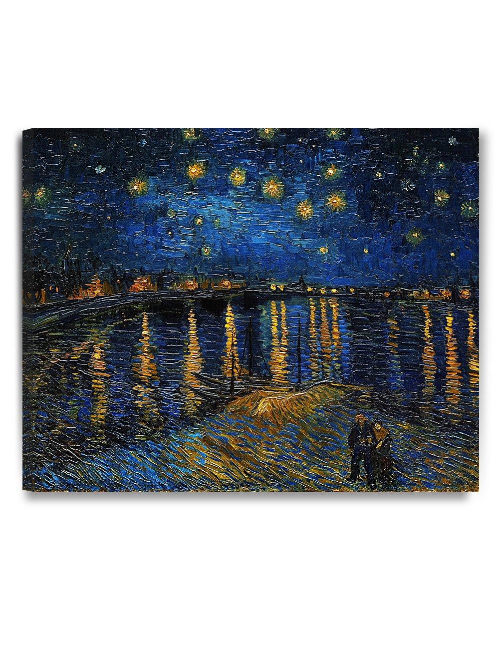 DECORARTS - Starry Night Over The Rhone By Vincent Van Gogh Art Classic Art. Giclee Prints Canvas Wall Art for Wall Decor. 30x24x1-1/2 in