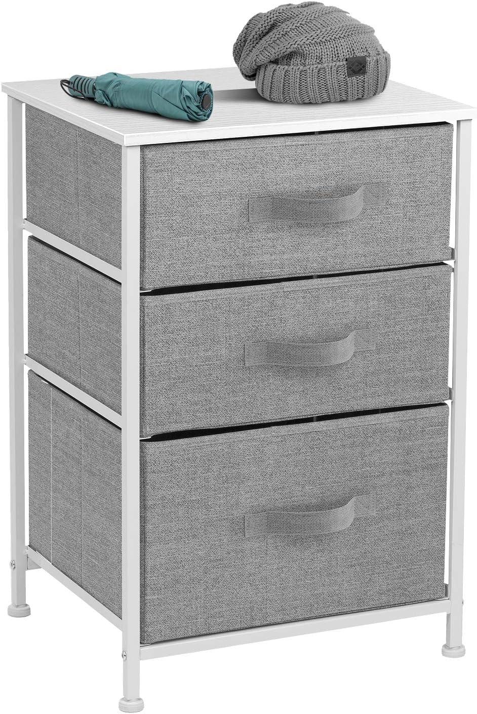 Sorbus 3  Drawers - Steel Frame, Wood Top & Easy Pull Fabric Bins - Perfect for Home, Bedroom, Office & College Dorm