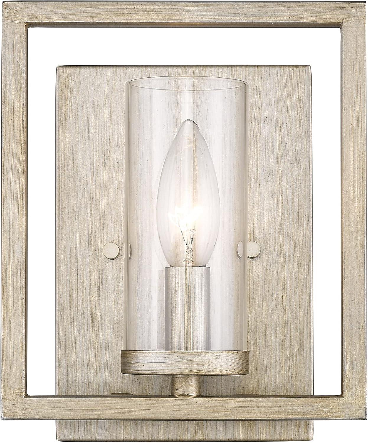 Golden Lighting Marco 1-Light Wall Sconce in White Gold with Clear Glass